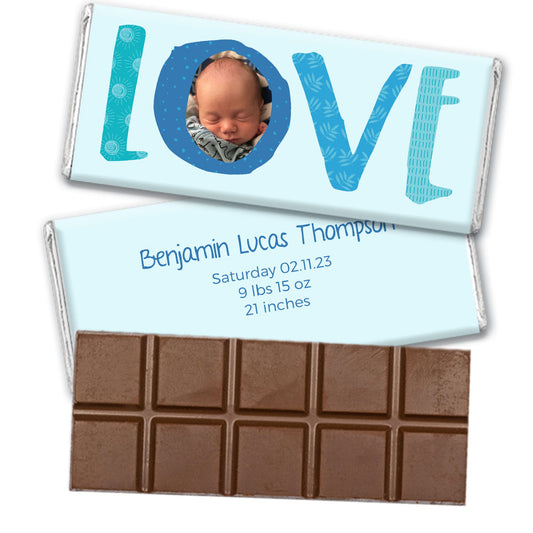 Personalized Baby Photo Announcement Belgian Chocolate Bar