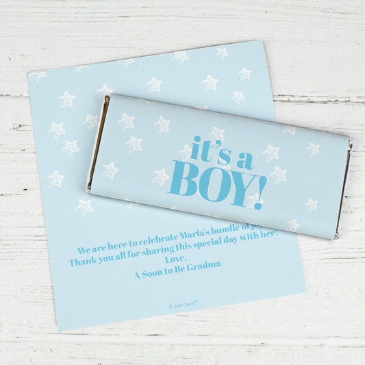 Personalized It's a Boy! Chocolate Bar Wrapper Only