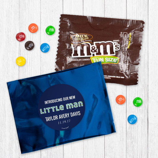 Personalized Little Man Baby Boy Announcement Milk Chocolate M&Ms