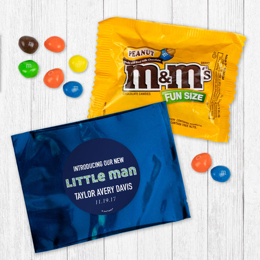 Personalized Little Man Baby Boy Announcement Peanut M&Ms