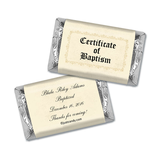 Baptism Personalized Hershey's Miniatures Wrappers Certificate of Baptism