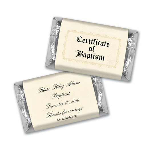 Baptism Personalized Hershey's Miniatures Certificate of Baptism