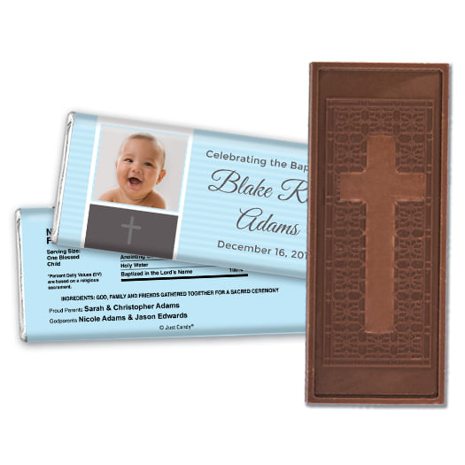 Baptism Personalized Embossed Cross Chocolate Bar Photo & Cross