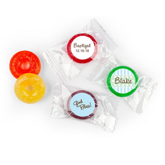 Baptism Personalized LifeSavers 5 Flavor Hard Candy Dots & Pinstripes (300 Pack)