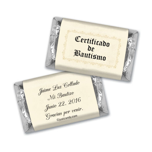 Baptism Personalized Hershey's Miniatures Wrappers Certificado de Bautismo