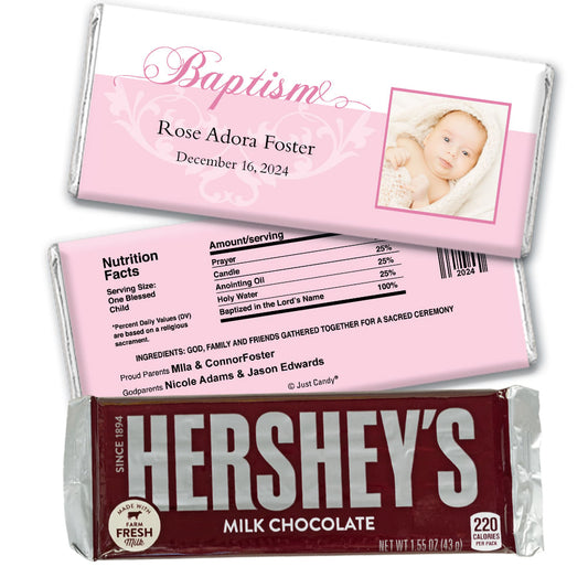 Baptism Personalized Hershey's Milk Chocolate Bar Photo & Scroll