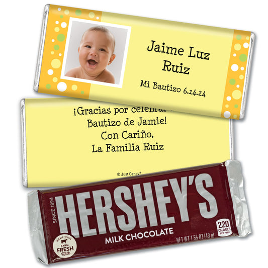 Baptism Personalized Hershey's Milk Chocolate Bar Foto con Lunares