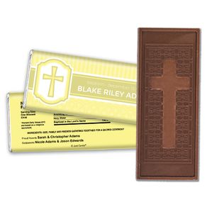 Baptism Personalized Embossed Cross Chocolate Bar Cross & Stripes