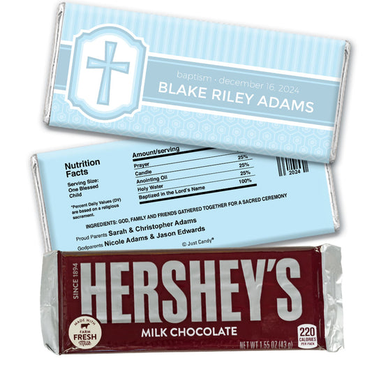 Baptism Personalized Hershey's Milk Chocolate Bar Cross & Stripes