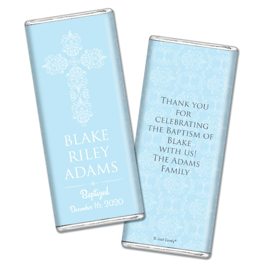 Baptism Personalized Hershey's Milk Chocolate Bar Filigree Cross