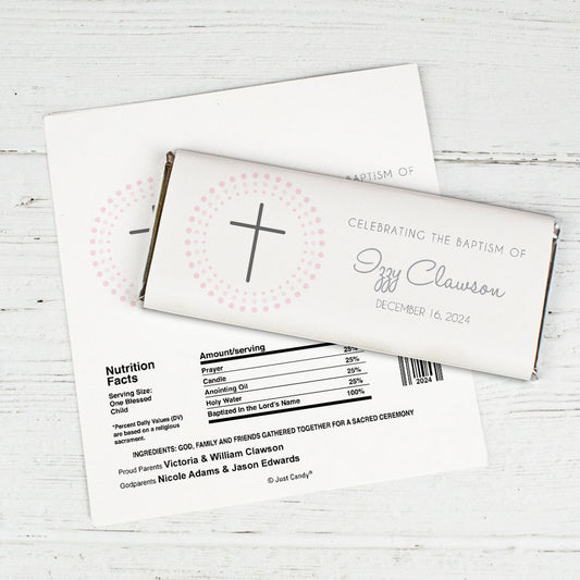 Baptism Personalized Chocolate Bar Wrappers Circled Cross