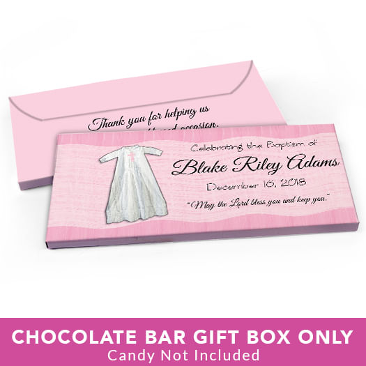 Deluxe Personalized Baptism Gown Candy Bar Favor Box