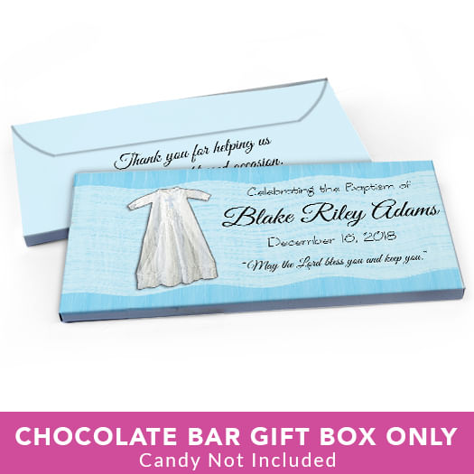 Deluxe Personalized Baptism Gown Candy Bar Favor Box