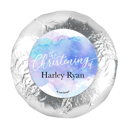 Personalized Watercolor Christening 1.25" Sticker (48 Stickers)