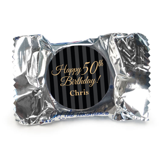 50th Birthday Personalized York Peppermint Patties Elegant Formal Pinstripes - pack of 70