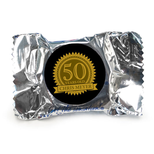 50th Birthday Personalized York Peppermint Patties Age Seal - pack of 70