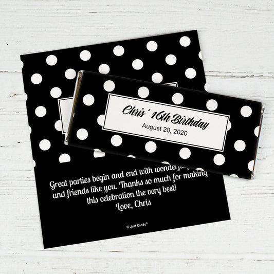 Birthday Personalized Chocolate Bar Wrappers Polka Dot