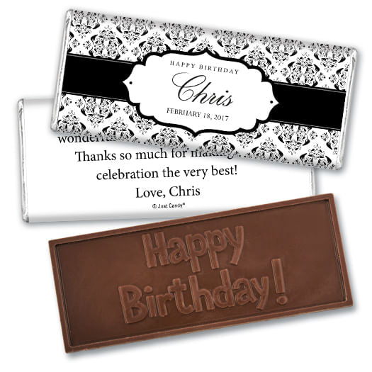 Birthday Personalized Embossed Chocolate Bar Baroque Pattern