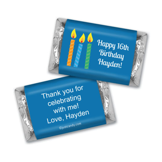 Birthday Personalized Hershey's Miniatures Wrappers Lit Candles