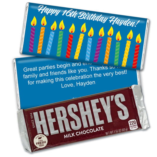 Birthday Personalized Hershey's Milk Chocolate Bar Lit Candles