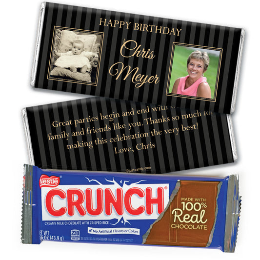 Birthday Personalized Nestle Crunch Chocolate Bar Pinstripe Then and Now Photos