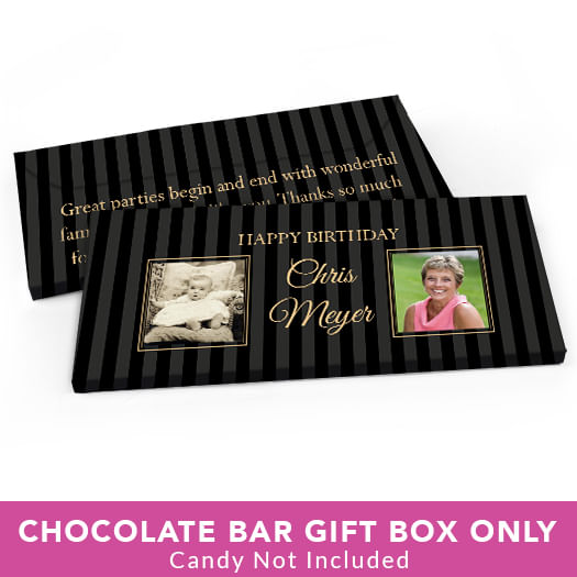 Deluxe Personalized Birthday Pinstripe Candy Bar Favor Box