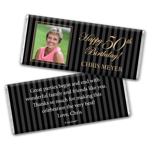 Birthday Personalized Hershey's Milk Chocolate Bar Formal Pinstripes Photo