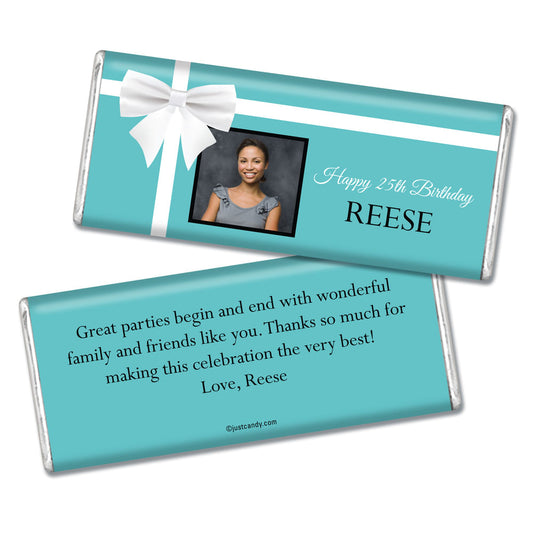 Birthday Personalized Hershey's Milk Chocolate Bar Tiffany Style Bow Photo