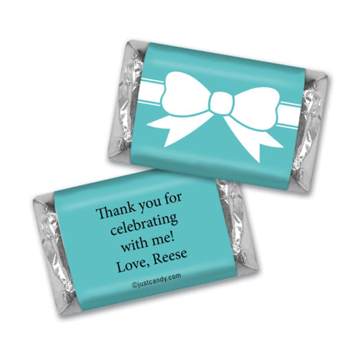 Birthday Personalized Hershey's Miniatures Wrappers Tiffany Style Bow