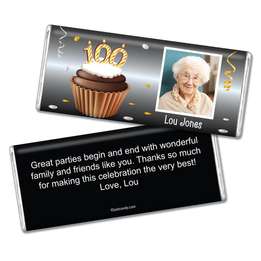 100th Birthday Personalized Hershey's Milk Chocolate Bar Cupcake & Year Photo