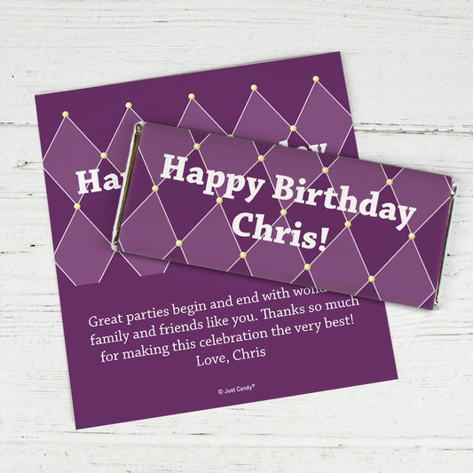 Birthday Personalized Chocolate Bar Wrappers Argyle