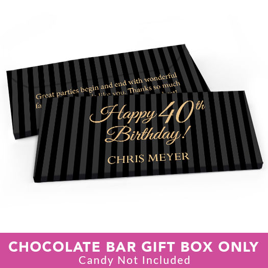 Deluxe Personalized Birthday 40th Candy Bar Favor Box