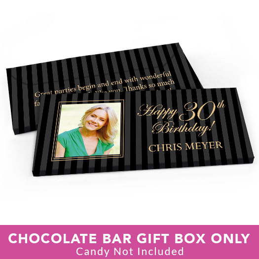 Deluxe Personalized Birthday Photo 30th Candy Bar Favor Box