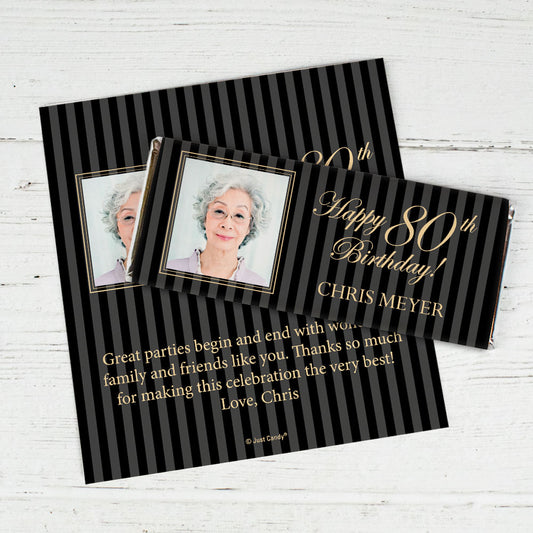 Milestones Personalized Chocolate Bar 80th Birthday Wrappers