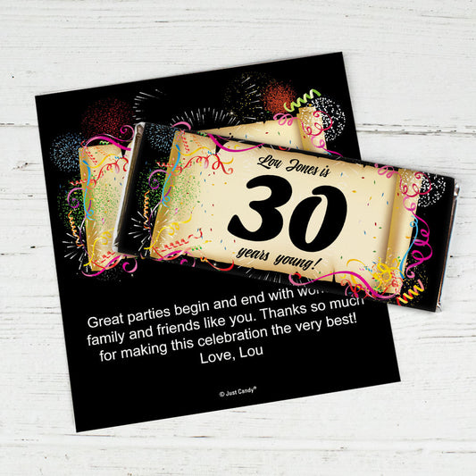 Milestones Personalized Chocolate Bar 30th Birthday Wrappers Commemorate