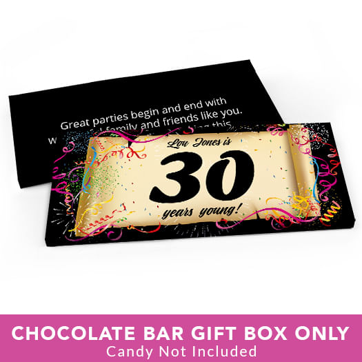 Deluxe Personalized Birthday 30th Confetti Candy Bar Favor Box