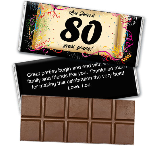 Milestones Personalized Belgian Chocolate Bar 80th Birthday Chocolates Commemorate