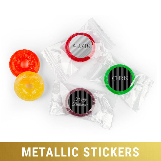 Personalized Metallic Birthday Stripes Life Savers 5 Flavor Hard Candy