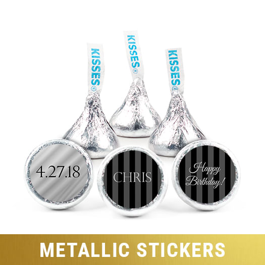 Personalized Metallic Birthday Stripes Hershey's Kisses