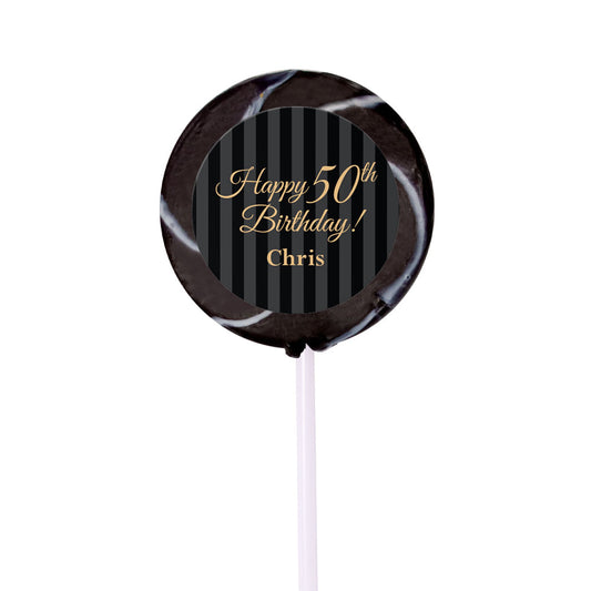 Birthday Personalized Small Swirly Pop Elegant Formal Pinstripes (24 Pack)