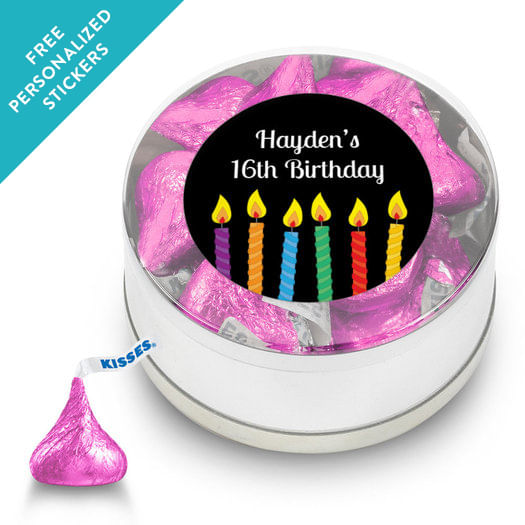 Birthday Personalized Small Silver Plastic Tin Lit Candles (25 Pack)