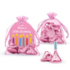 Personalized Birthday Candles Hershey's Kisses Organza Bag with Gift Tag