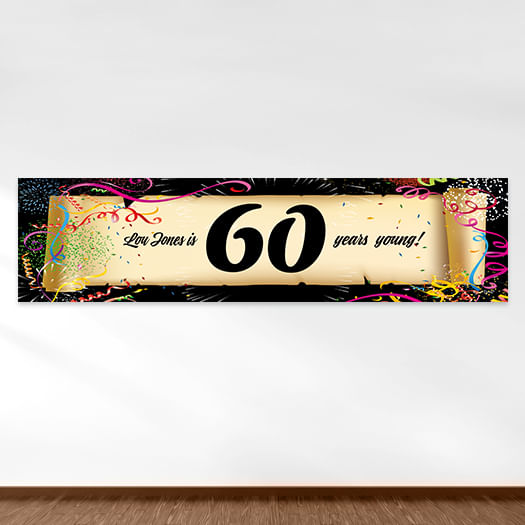 Personalized Birthday Confetti 60th 5 Ft. Banner