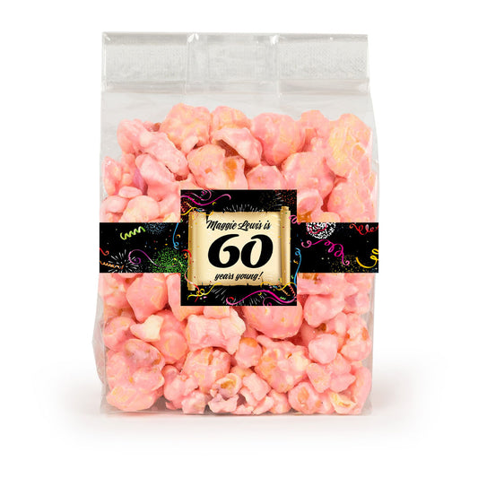 Personalized Milestone 60th Birthday Candy Coated Popcorn 3.5oz Bag