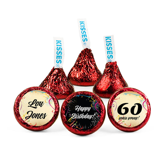 Personalized 60th Milestone Birthday Scroll Confetti Hershey's Kisses