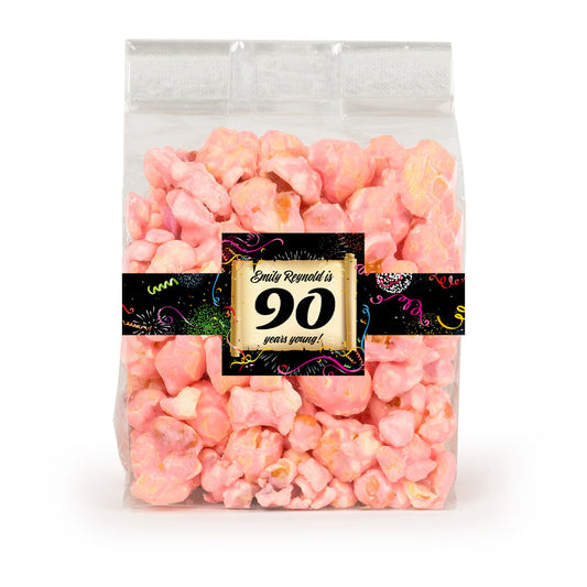 Personalized Milestone 90th Birthday Candy Coated Popcorn 3.5oz Bag