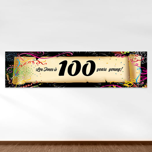 Personalized Birthday Confetti 100th 5 Ft. Banner