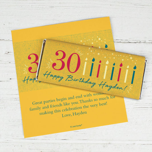 Personalized Milestone Birthday Vintage Thirty Chocolate Bar Wrappers Only