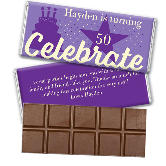 Personalized Milestone Birthday Let's Celebrate Belgian Chocolate Bar & Wrapper