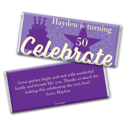 Personalized Milestone Birthday Let's Celebrate Hershey's Milk Chocolate Bar & Wrapper